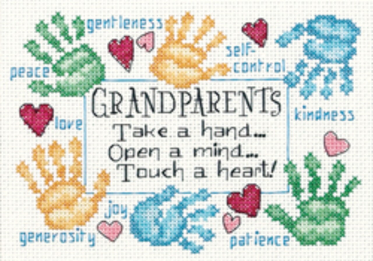 Dimensions Mini Counted Cross Stitch Kit 7"X5"-Grandparents Touch A Heart (14 Count)